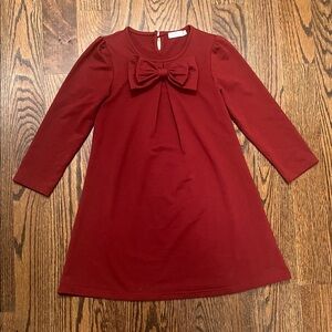 Elegant Maroon Bow Kids Dress